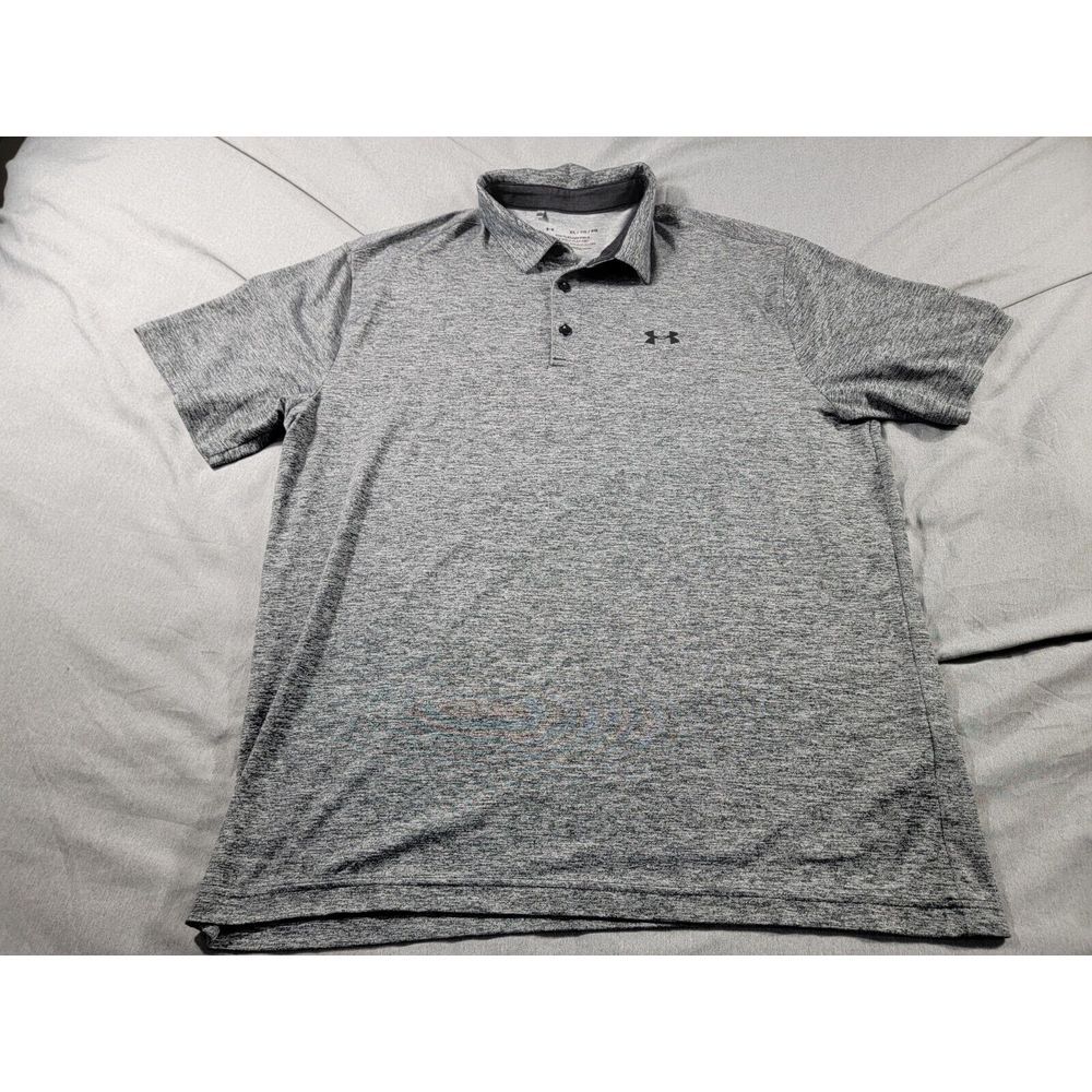 Under Armour The Playoff Polo Mens‎ XL Shirt Charcoal Gray Heathered S/S